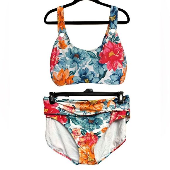 Time and Tru Plus Size Hawaiian Floral Bikini - Size 2x / 20 - 22 - Picture 1 of 10